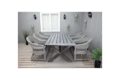 Utomhusmöbelgrupp 220 cm bord & 6 Merida grå stolar Grå