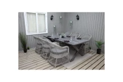 Utomhusmöbelgrupp 220 cm bord & 6 Merida grå stolar Grå