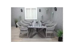 Utomhusmöbelgrupp 220 cm bord & 6 Merida grå stolar Grå