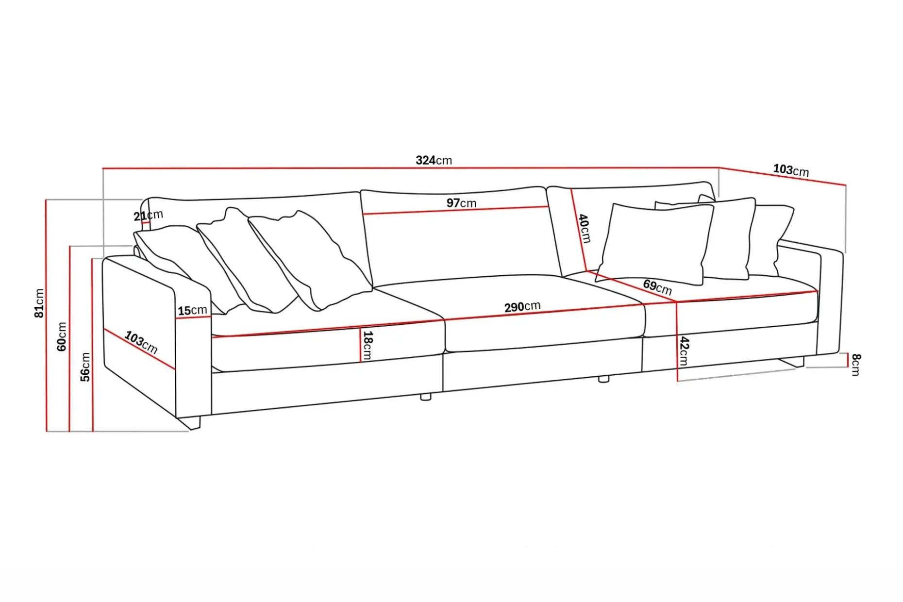 Valencia Extra Djup 5-sits Soffa i Chenille