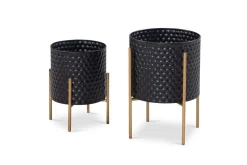 Vas Wohnling Set om 2 Aluminium Blomväxtkruka 3D-Cirkelyta Modern
