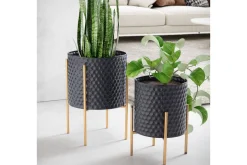 Vas Wohnling Set om 2 Aluminium Blomväxtkruka 3D-Cirkelyta Modern