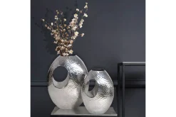 Vas Wohnling Set om 2 Aluminium Hamrad look, modern loftstil Silver