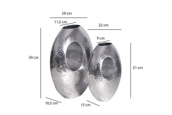 Vas Wohnling Set om 2 Aluminium Hamrad look, modern loftstil Silver