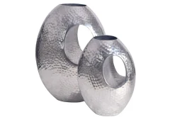 Vas Wohnling Set om 2 Aluminium Hamrad look, modern loftstil Silver