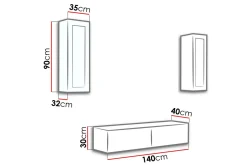 Vasil TV-möbelset 210x40x180 cm