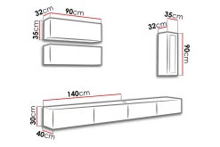 Vasil TV-möbelset 280x40x180 cm