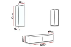 Vasil TV-möbelset 210x40x180 cm