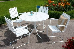 Vaxholm Matgrupp Utomhus Rund 100 cm + 4 Utestolar Vit