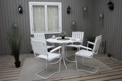 Vaxholm Matgrupp Utomhus Rund 100 cm + 4 Utestolar Vit