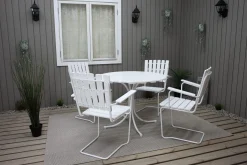 Vaxholm Matgrupp Utomhus Rund 100 cm + 4 Utestolar Vit