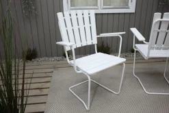 Vaxholm Matgrupp Utomhus Rund 100 cm + 4 Utestolar Vit