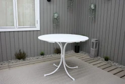 Vaxholm Matgrupp Utomhus Rund 100 cm + 4 Utestolar Vit