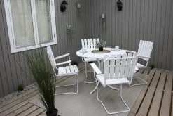 Vaxholm Matgrupp Utomhus Rund 100 cm + 4 Utestolar Vit