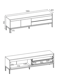 Velar TV-bänk 180x55x40 cm