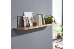 Vägghylla Wohnling massivt trä, metallhänghylla, industriell loftstil 100 cm