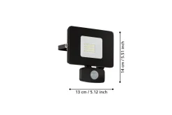 Väggstrålkastare Utebelysning Eglo Faedo 3 med Sensor 20W, Svart