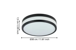 Vägg-/Taklampa Eglo Led Palermo 295 mm, Svart/Vit