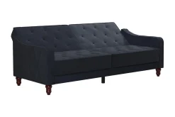 Vintage Tufted 2-sits Bäddsoffa Marinblå