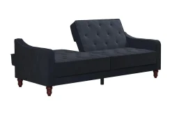 Vintage Tufted 2-sits Bäddsoffa Marinblå