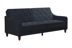 Vintage Tufted 2-sits Bäddsoffa Marinblå
