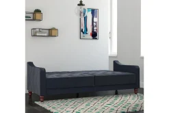 Vintage Tufted 2-sits Bäddsoffa Marinblå