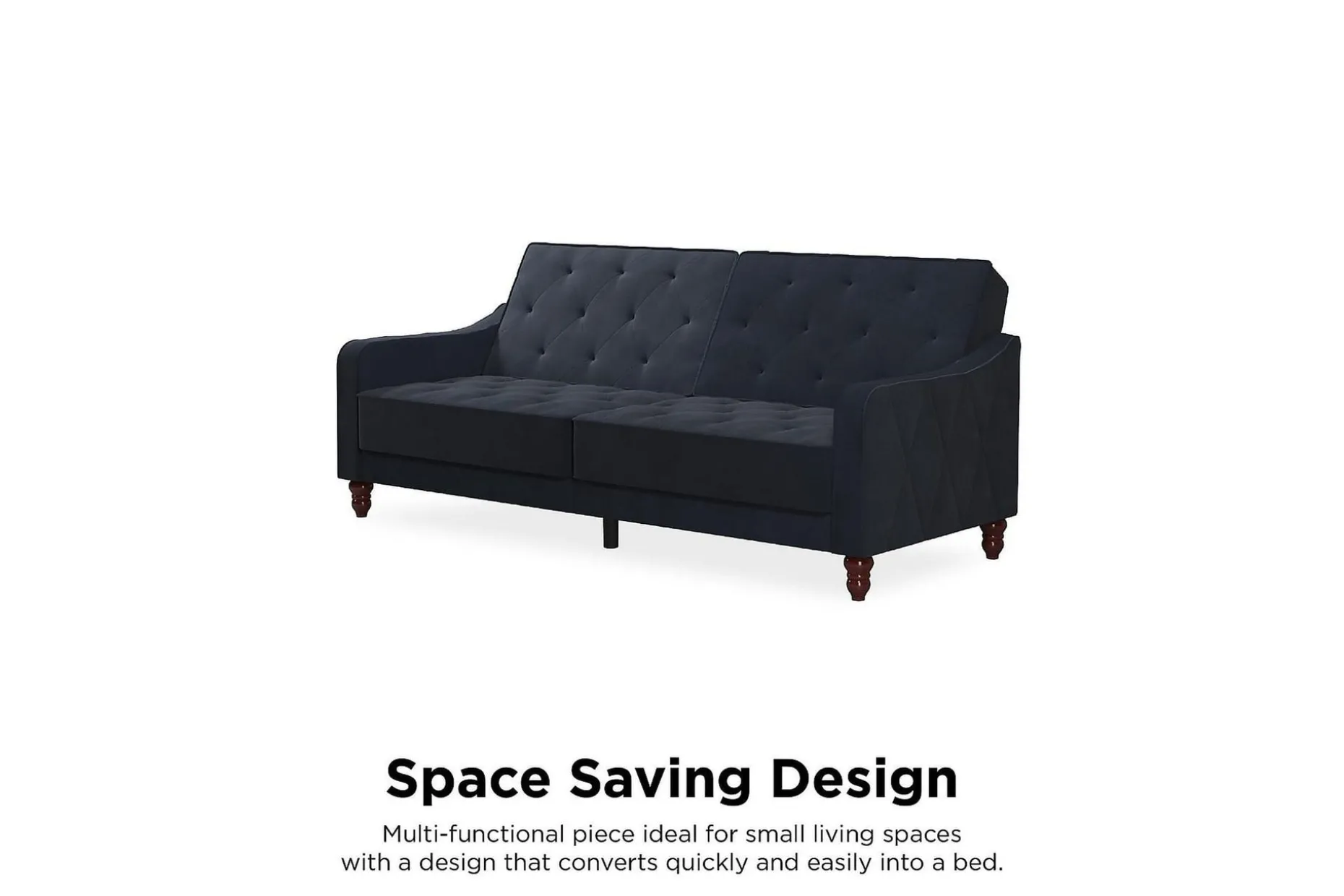 Vintage Tufted 2-sits Bäddsoffa Marinblå