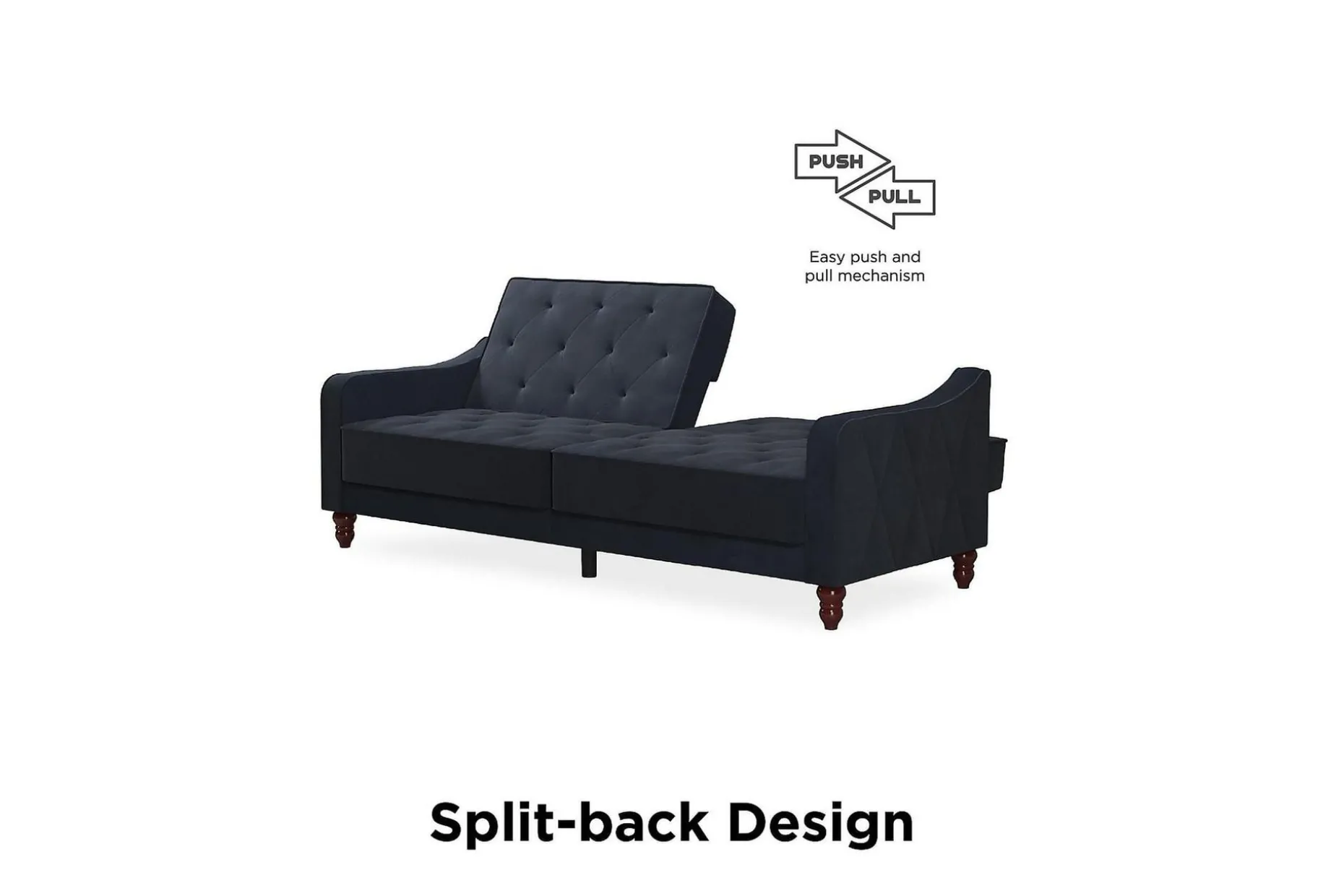 Vintage Tufted 2-sits Bäddsoffa Marinblå