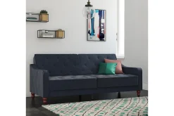Vintage Tufted 2-sits Bäddsoffa Marinblå