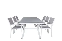 Virya Matgrupp Utomhus 200cm + 6 Copacabana Stapelbara Matstolar Utomhus Vit