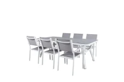 Virya Matgrupp Utomhus 200cm + 6 Copacabana Stapelbara Matstolar Utomhus Vit