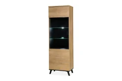 Vitrinskåp Lewa LED Belysning 40 cm djup 61 cm bred 191 cm hög Trä Glas