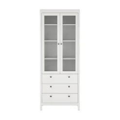 Vitrinskåp Madrid med 2 glasdörrar 3 lådor 78x199 cm