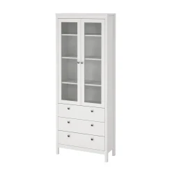 Vitrinskåp Madrid med 2 glasdörrar 3 lådor 78x199 cm