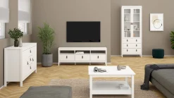Vitrinskåp Madrid med 2 glasdörrar 3 lådor 78x199 cm