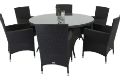 Volta Matgrupp Utomhus 150 cm Rund med 6 Malin Utestolar