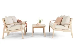 Wagnera Liten Soffgrupp utomhus - 2-sits soffa med 2 fåtöljer och soffbord i trä akacia