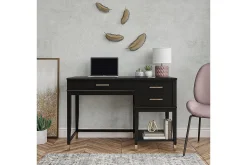 Westerleigh Skrivbord 116 cm Höj- och sänkbar 3 Lådor Svart