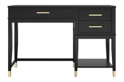Westerleigh Skrivbord 116 cm Höj- och sänkbar 3 Lådor Svart