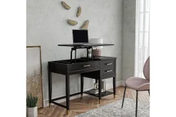 Westerleigh Skrivbord 116 cm Höj- och sänkbar 3 Lådor Svart