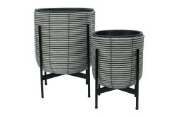 Wicker Blomkruka på stativ 30x30xH38 cm Grå