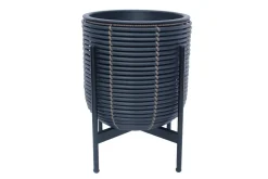 Wicker Blomkruka på stativ 30x30xH38 cm Svart