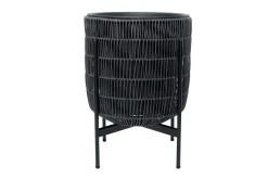 Wicker Blomkruka på stativ 30x30xH38 cm Svart