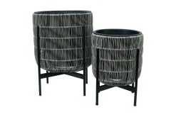 Wicker Blomkruka på stativ 38x38xH49 cm Grå