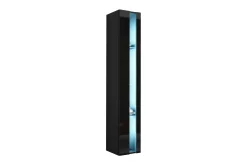 Wishon Smalt Vitrinskåp LED Belysning 30 cm djup 40 cm bred 180 cm hög Mörkt Trä Glas