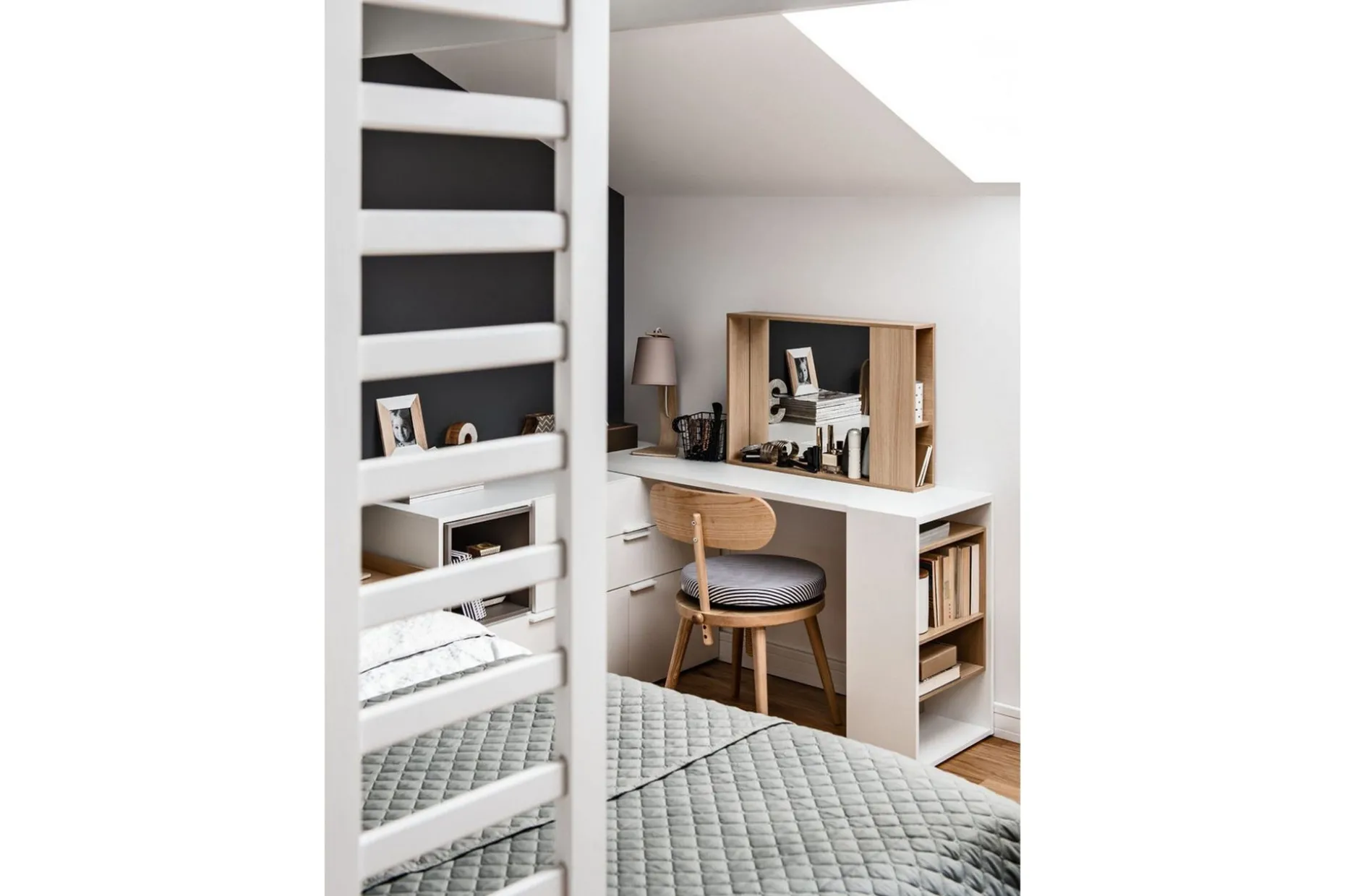 4You Skrivbordsskiva 142 cm med Förvaring Hylla Vit/Natur