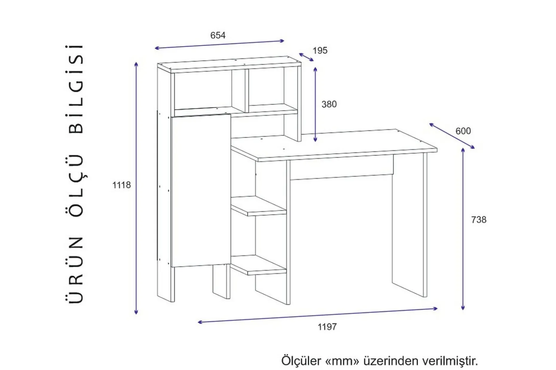 Zeko Skrivbord 120 cm med Förvaring Hylla